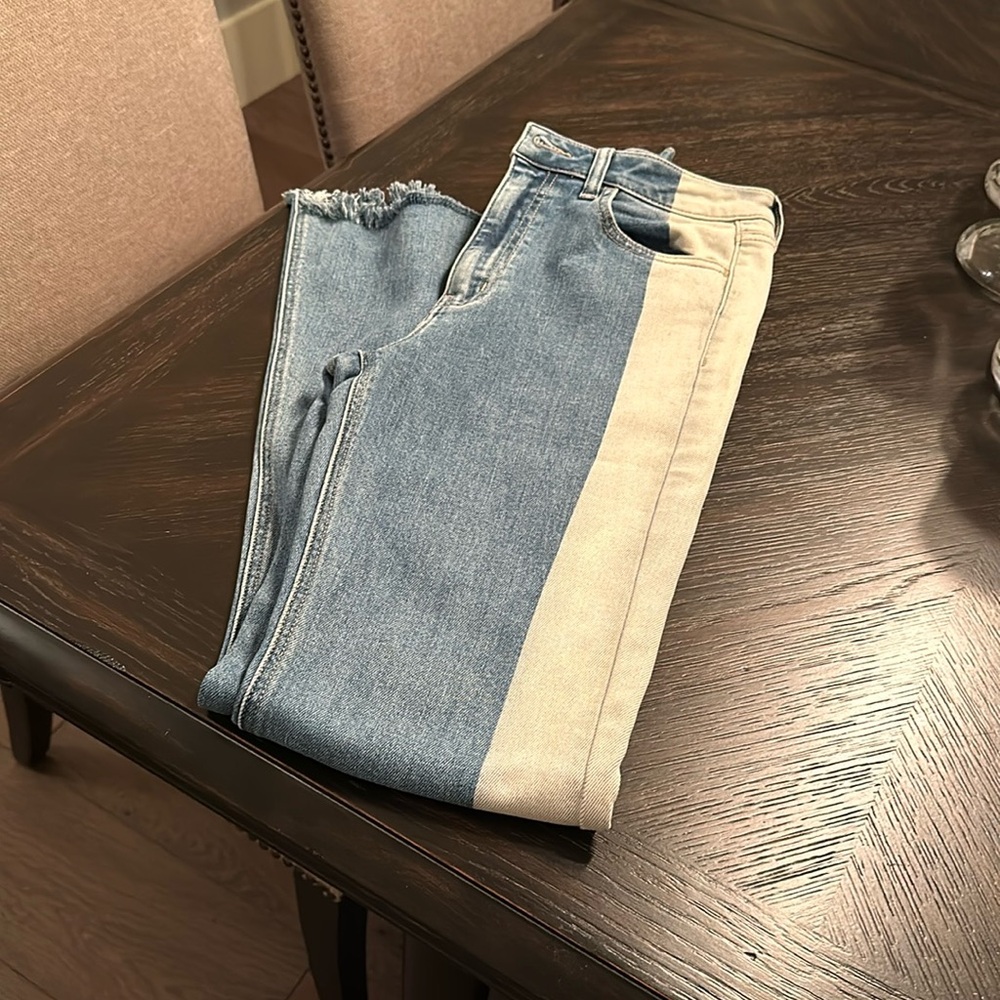 New W/O Tags. Cello Jeans. Bell Bottom with white wash sides.